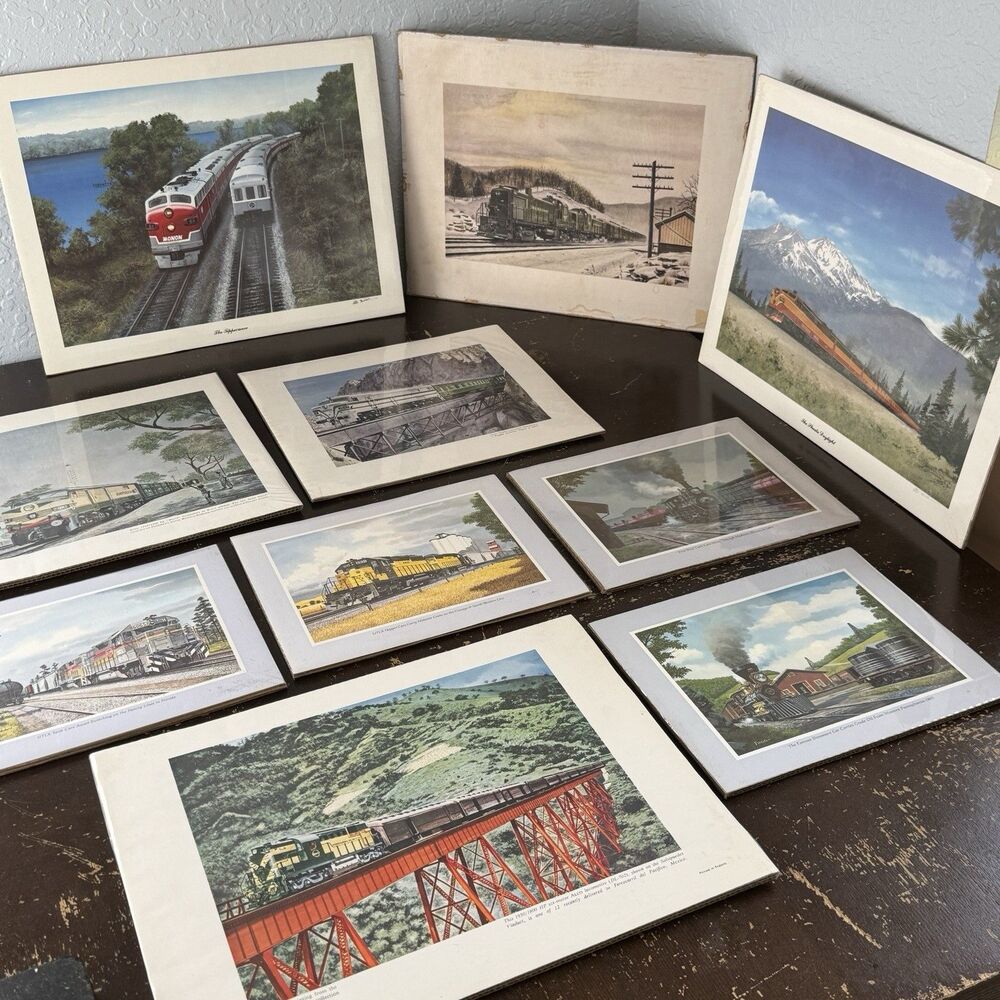 Howard Fogg Mike Danneman Railroad Train Art Prints Lot Of 10 Boards Shrinkwrap